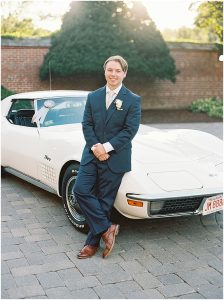classic car groom portrait